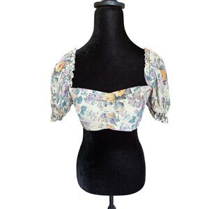 NWOT Selkie The Babydoll Bikini Top, Blonde Floral, Medium